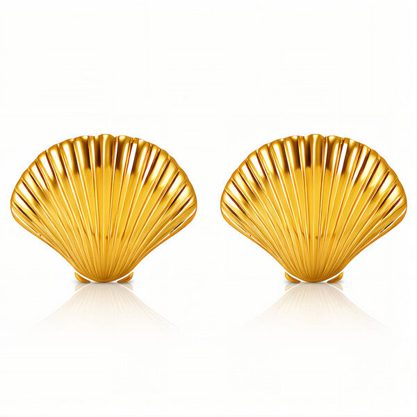 "Seashell" Earrings, 18K Gold Plated Steel