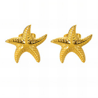 "Starfishes" Earrings, 18K Gold Plated Steel