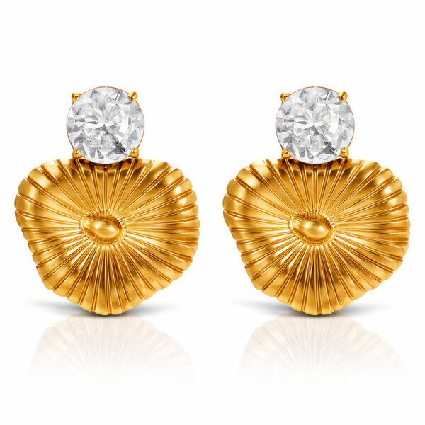 "Flowers" Earrings, 18K Gold Plated Steel