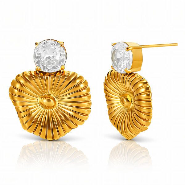"Flowers" Earrings, 18K Gold Plated Steel