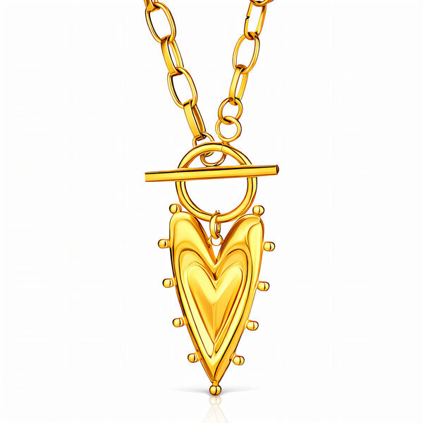 "Heart" Necklace, 18K Gold Plated Steel