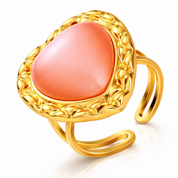 "Heart" Ring, 18K Gold Plated Steel