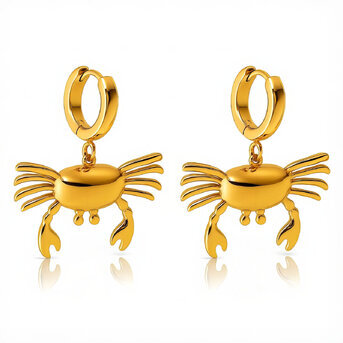 "Crabs" Earrings, 18K Gold Plated Steel