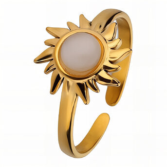 "Sun" Ring, 18K Gold Plated Steel