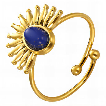 "Sun" Ring, 18K Gold Plated Steel