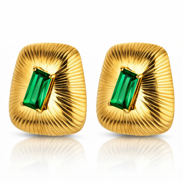 Earrings, 18K Gold Plated Brass