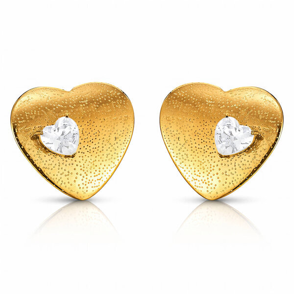 "Hearts" Earrings, 18K Gold Plated Brass