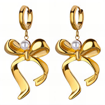 "Bows" Earrings, 18K Gold Plated Steel