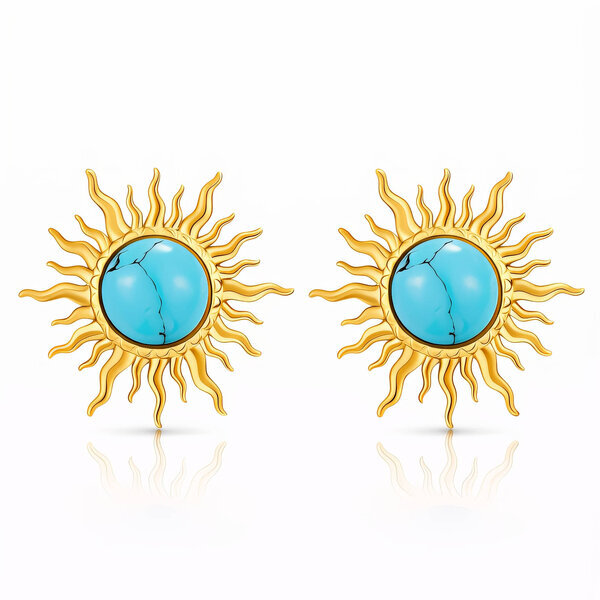 "Suns" Earrings, 18K Gold Plated Steel