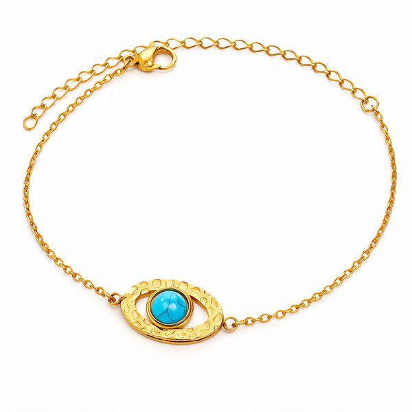 "Evil Eye" Bracelet, 18K Gold Plated Steel