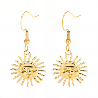 "Suns" Earrings, 18K Gold Plated Steel
