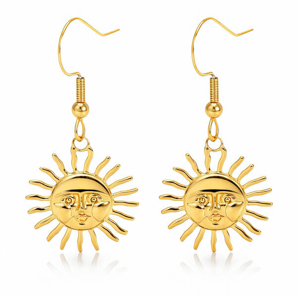 "Suns" Earrings, 18K Gold Plated Steel