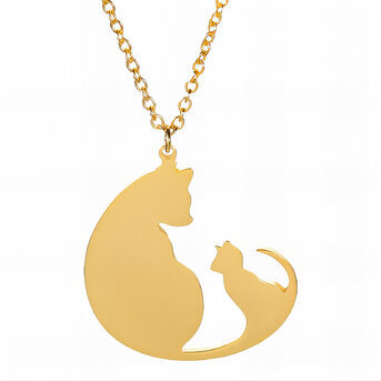 18K gold plated Stainless steel  "Cats" necklace, Intensity