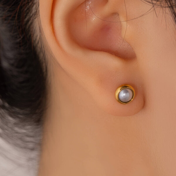 Earrings, 18K Gold Plated Steel