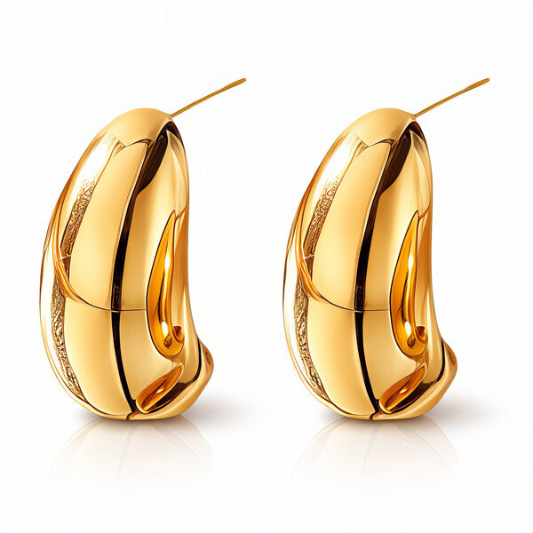 Earrings, 18K Gold Plated Steel