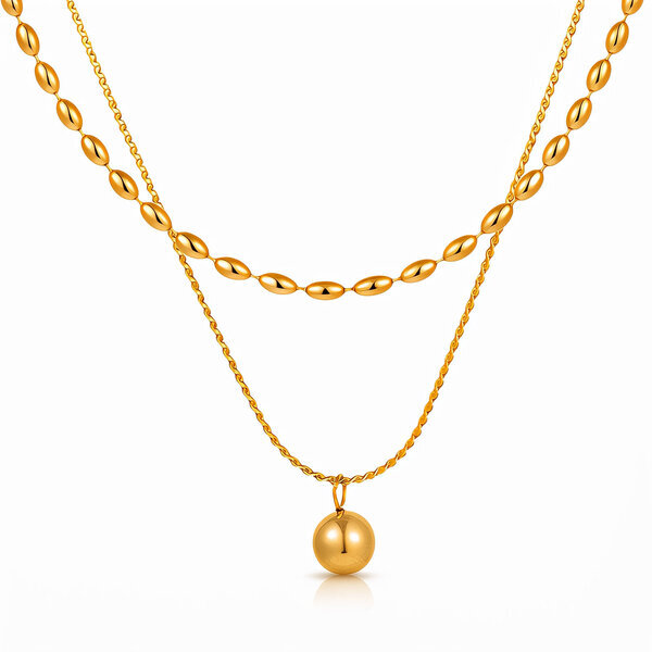 Necklace, 18K Gold Plated Steel