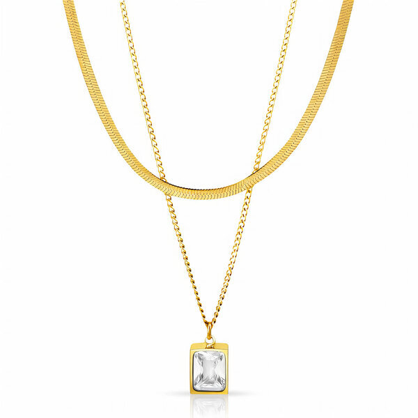 Necklace, 18K Gold Plated Steel