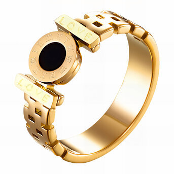 Ring, 18K Gold Plated Steel