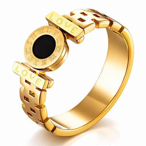 Ring, 18K Gold Plated Steel