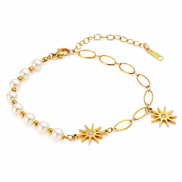 "Stars" Bracelet, 18K Gold Plated Steel
