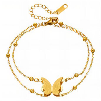 "Butterfly" Bracelet, 18K Gold Plated Steel