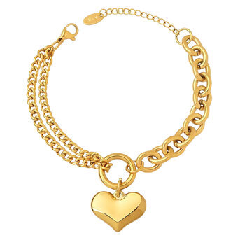 "Heart" Bracelet, 18K Gold Plated Steel