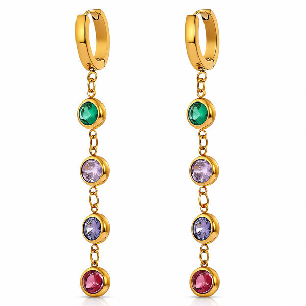 Earrings, 18K Gold Plated Steel