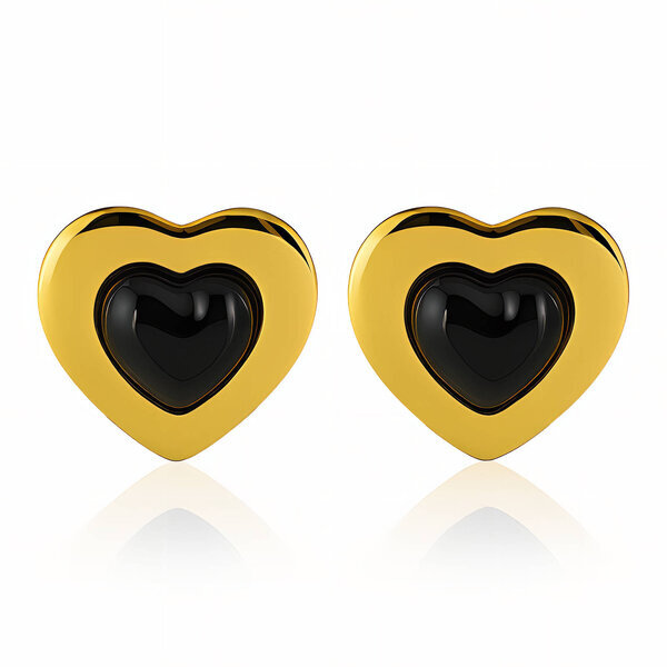 "Hearts" Earrings, 18K Gold Plated Steel
