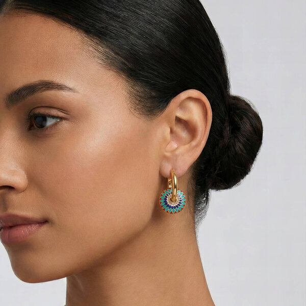 Earrings, 18K Gold Plated Steel