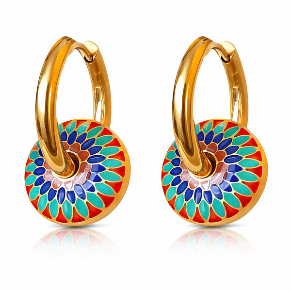 Earrings, 18K Gold Plated Steel