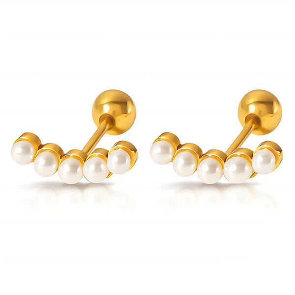 Earrings, 18K Gold Plated Steel