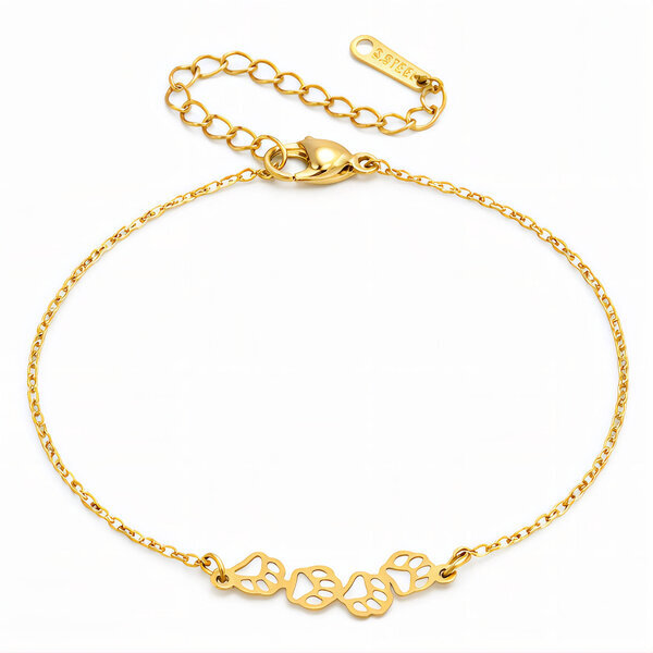 "Paws" Bracelet, 18K Gold Plated Steel
