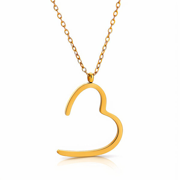"Heart" Necklace, 18K Gold Plated Steel