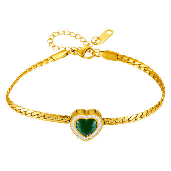 18K gold plated Stainless steel  "Heart" bracelet, Intensity