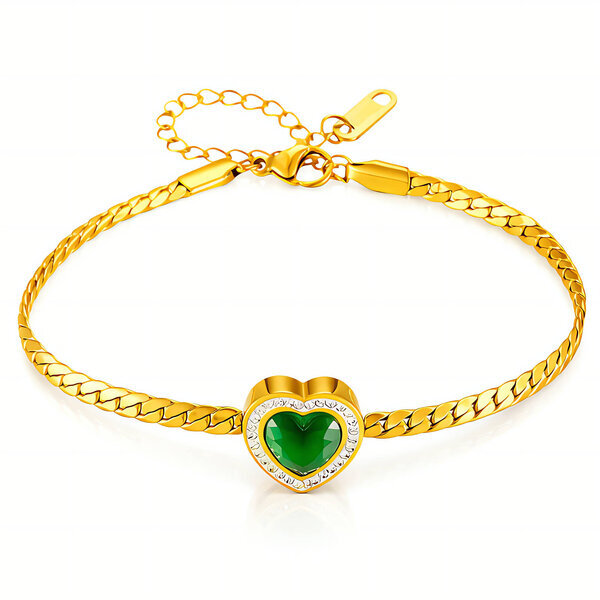 "Heart" Bracelet, 18K Gold Plated Steel