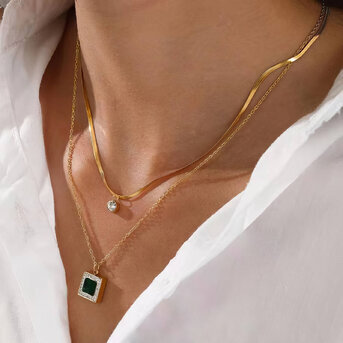 18K gold plated Stainless steel necklace, Intensity