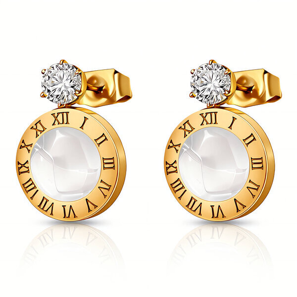 Earrings, 18K Gold Plated Steel