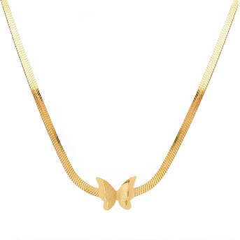 "Butterfly" Necklace, 18K Gold Plated Steel