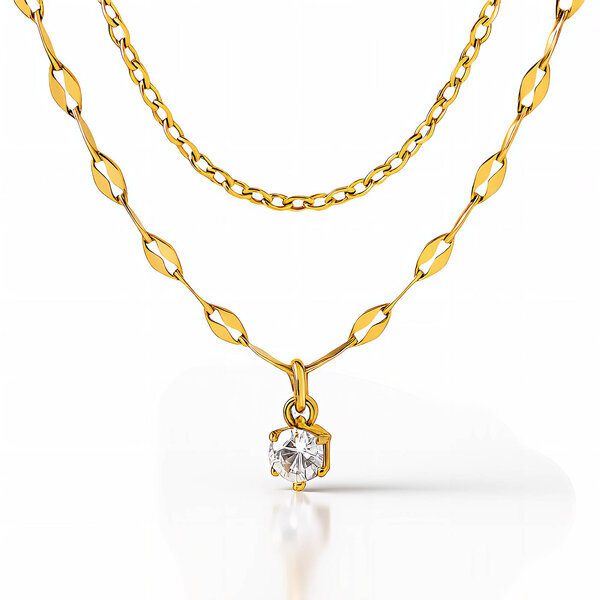 Necklace, 18K Gold Plated Steel