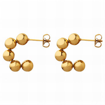 Earrings, 18K Gold Plated Steel