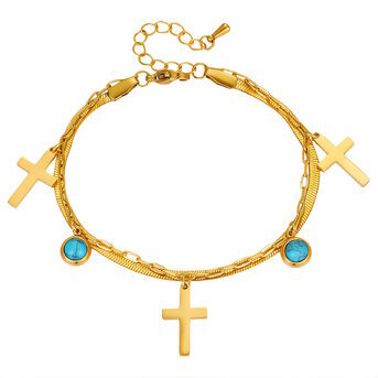 18K gold plated Stainless steel  "Crosses" bracelet, Intensity