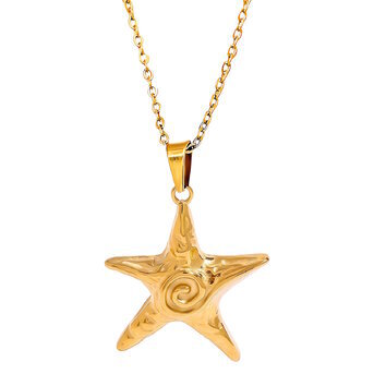 18K gold plated Stainless steel  "Starfish" necklace, Intensity