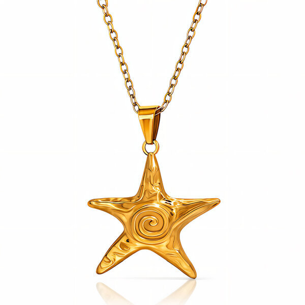 "Starfish" Necklace, 18K Gold Plated Steel