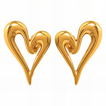 18K gold plated Stainless steel  "Hearts" earrings, Intensity