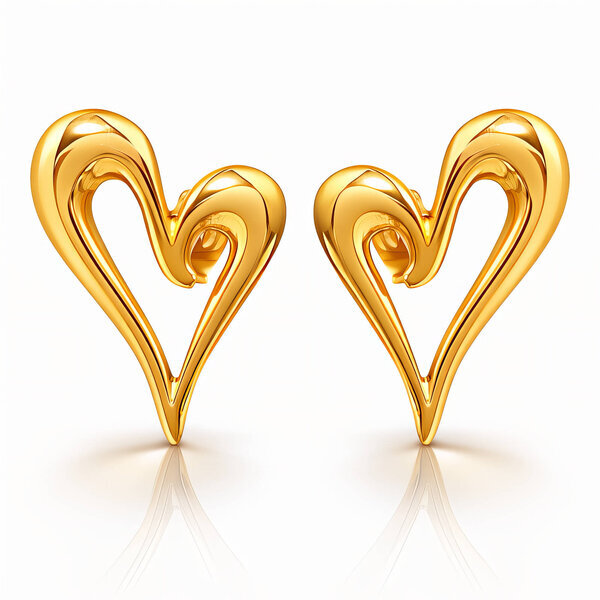 "Hearts" Earrings, 18K Gold Plated Steel