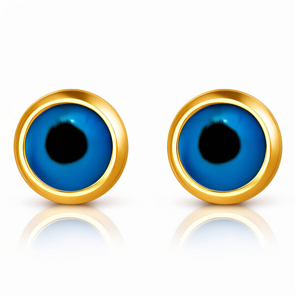 "Evil Eyes" Earrings, 18K Gold Plated Steel