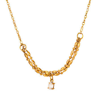 Necklace, 18K Gold Plated Steel