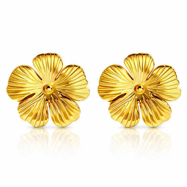 "Flowers" Earrings, 18K Gold Plated Steel