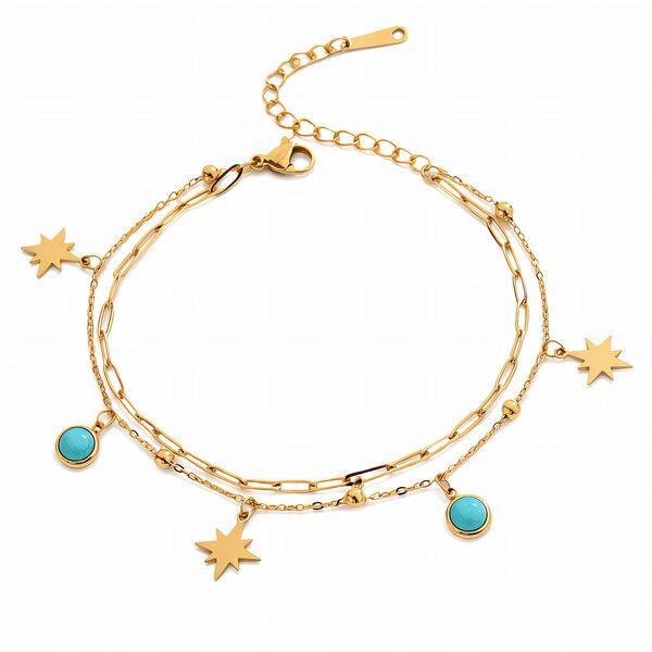 "Stars" Bracelet, 18K Gold Plated Steel