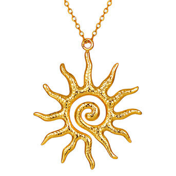 "Sun" Necklace, 18K Gold Plated Steel